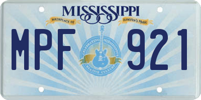 MS license plate MPF921