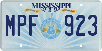 MS license plate MPF923