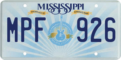 MS license plate MPF926