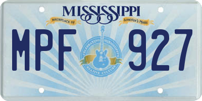 MS license plate MPF927