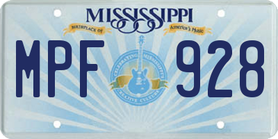 MS license plate MPF928