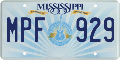 MS license plate MPF929