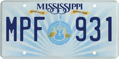 MS license plate MPF931