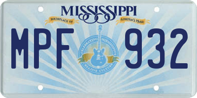 MS license plate MPF932