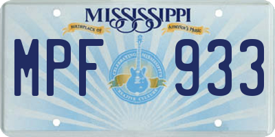 MS license plate MPF933