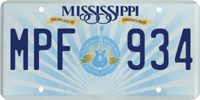 MS license plate MPF934