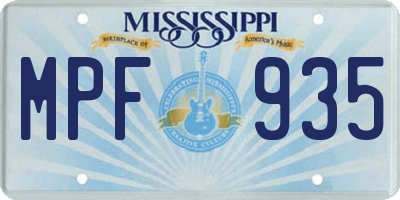 MS license plate MPF935