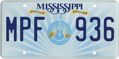 MS license plate MPF936