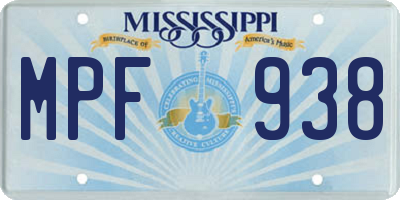 MS license plate MPF938