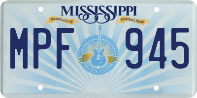 MS license plate MPF945