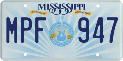 MS license plate MPF947