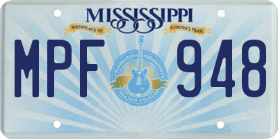 MS license plate MPF948