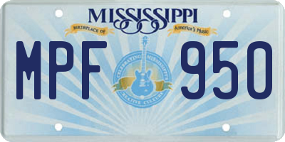 MS license plate MPF950