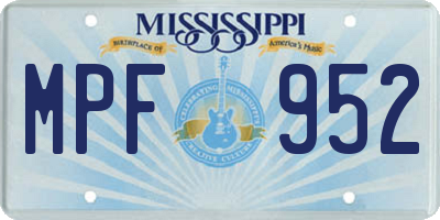 MS license plate MPF952
