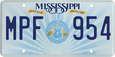 MS license plate MPF954