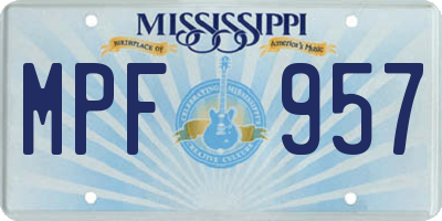MS license plate MPF957