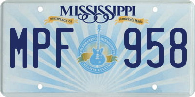 MS license plate MPF958