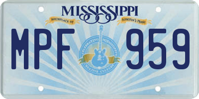 MS license plate MPF959