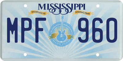 MS license plate MPF960