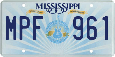 MS license plate MPF961