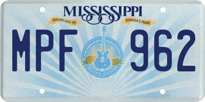 MS license plate MPF962