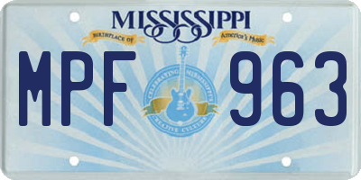 MS license plate MPF963
