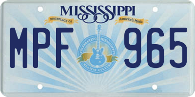 MS license plate MPF965