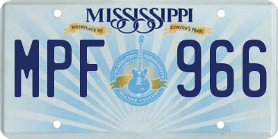 MS license plate MPF966