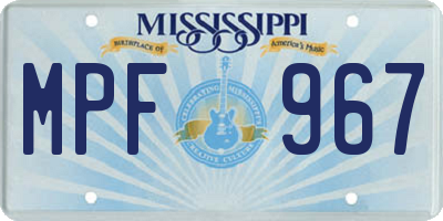 MS license plate MPF967