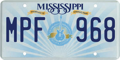 MS license plate MPF968