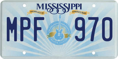 MS license plate MPF970