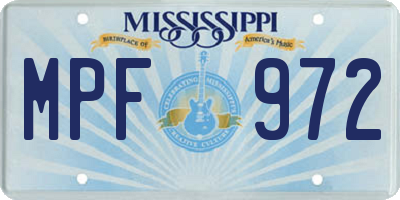MS license plate MPF972