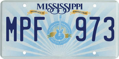 MS license plate MPF973