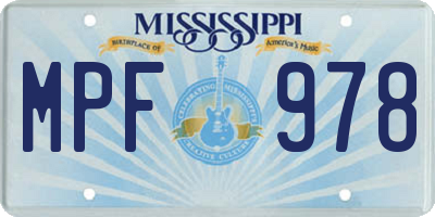 MS license plate MPF978