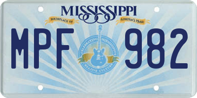 MS license plate MPF982