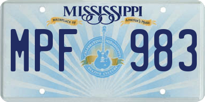 MS license plate MPF983