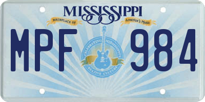 MS license plate MPF984