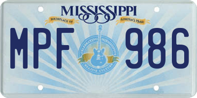 MS license plate MPF986