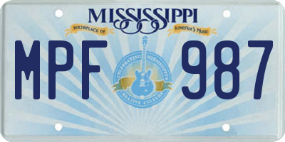 MS license plate MPF987