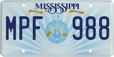MS license plate MPF988