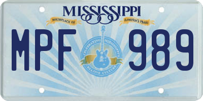 MS license plate MPF989