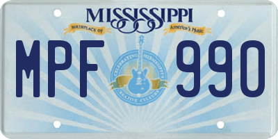 MS license plate MPF990