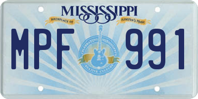 MS license plate MPF991