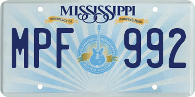 MS license plate MPF992