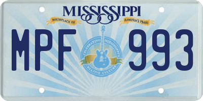 MS license plate MPF993
