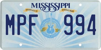 MS license plate MPF994