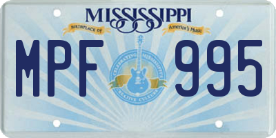 MS license plate MPF995