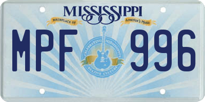 MS license plate MPF996