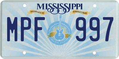 MS license plate MPF997