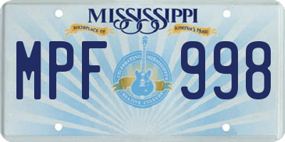 MS license plate MPF998